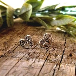 Brighton Silver Heart Stud Earrings
